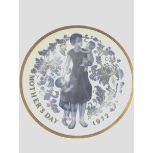 Vintage Santa Clara Plate Porcelain Collector Made Spain 1972 Blue Mothers Day